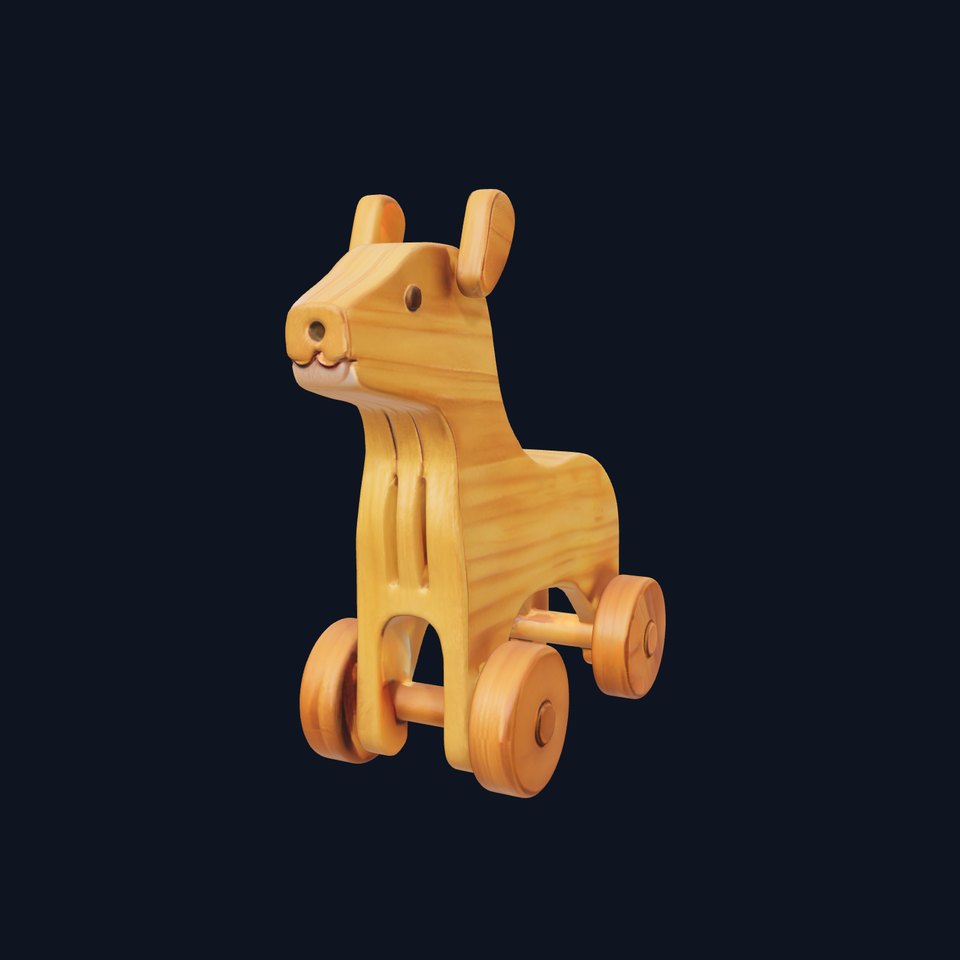 Wooden Toy Horse on Wheels D Model Pack